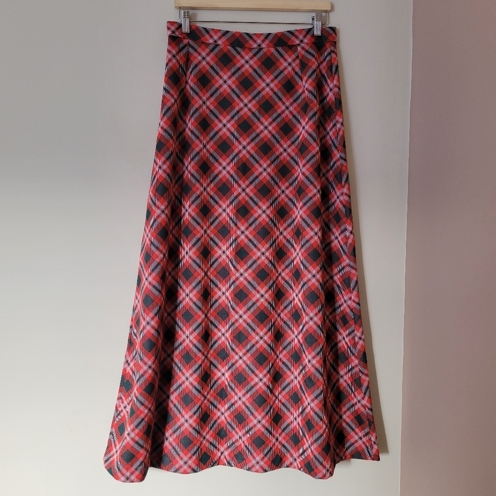 Vintage Red and Black Plaid Maxi Skirt